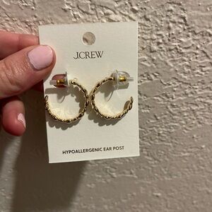 J. Crew Twisted Gold Hearts Hoop Earrings